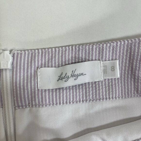 Lady Hagen Golf Skort‎ Lavender seersucker Sz 8 Side pockets, Zipper back - Picture 3 of 5